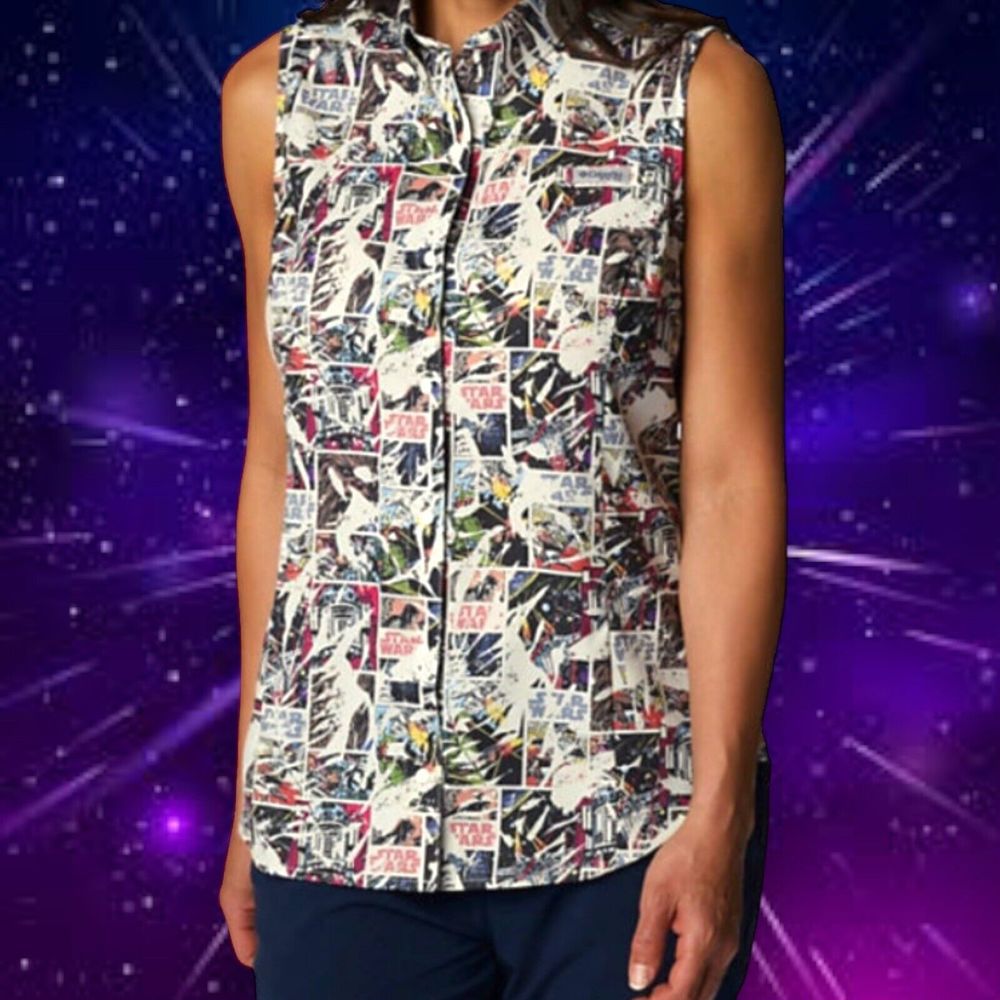 Columbia Pfg Star Wars Cantina II Super Tammi Comic Strip Women’s  Large Shirt